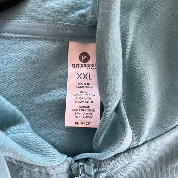 90 degrees by Reflex Zip Up Hoodie size XXL NWT Aqua - Picture 2 of 5